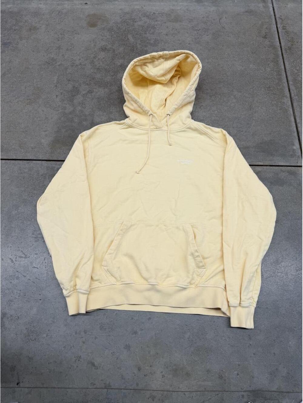 acne studios beige and white small logo heavyweight hoodie size xs